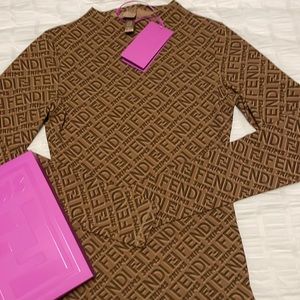 Fendi x Skims Mock Neck Long Sleeve Bodysuit